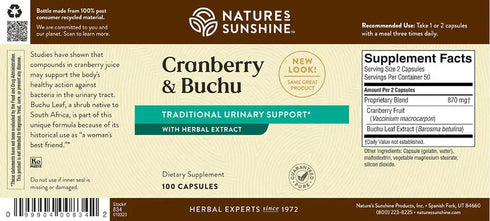Cranberry & Buchu 100 Capsules-Matakana Pharmacy