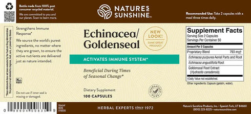 Echinacea Goldenseal 100 Capsules-Nature's Sunshine-Matakana Pharmacy