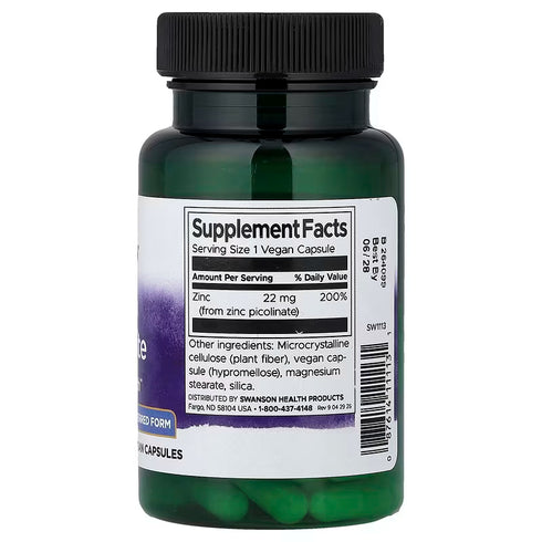 Zinc Picolinate 22mg 60 Capsules-Swanson-Matakana Pharmacy