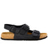 Black sandal with cork sole on a white background