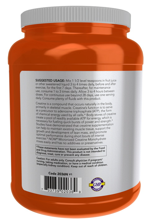 Image of Creatine Monohydrate, Micronized Powder, 500g suggested usage