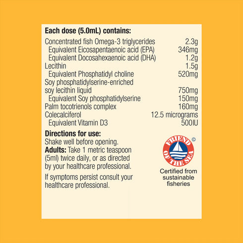 Omega Brain Plus Peppermint Liquid 190ml-Matakana Pharmacy