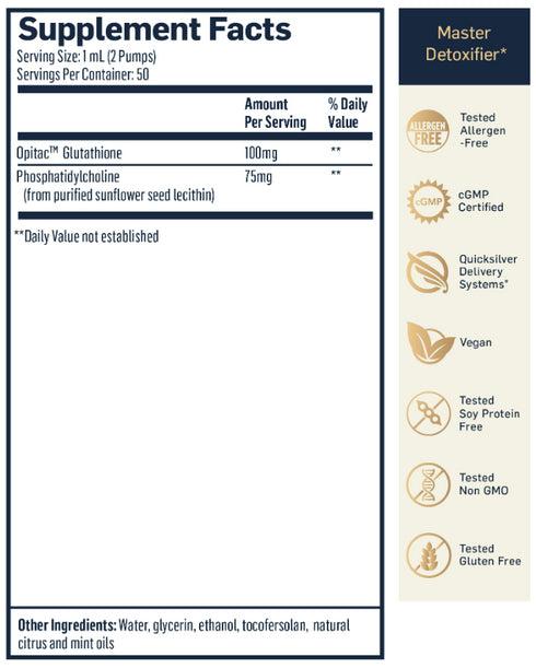Image of supplement facts for master detoxifier