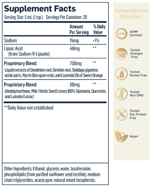 Image of supplement facts for comprehensive detoxifier