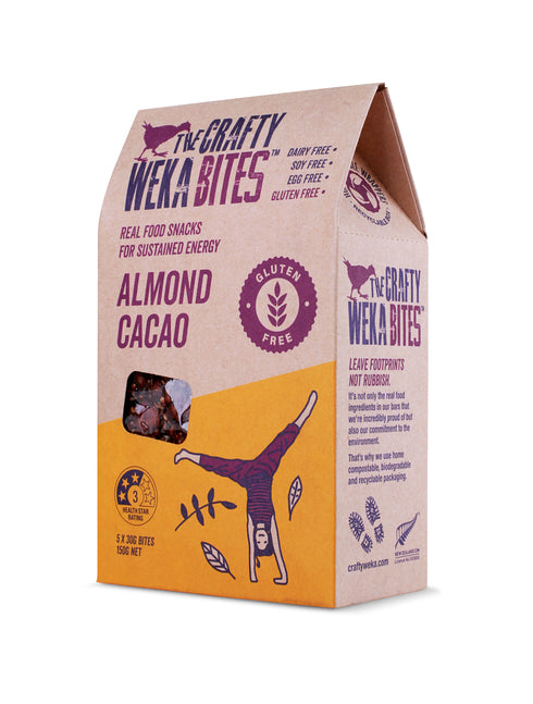 Almond Cacao Pouch (Gluten Free) 5x30g Bites | Crafty Weka-Crafty Weka-Matakana Pharmacy