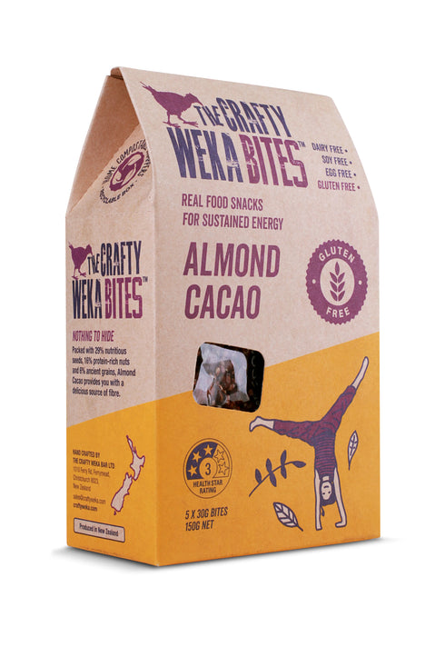 Almond Cacao Pouch (Gluten Free) 5x30g Bites | Crafty Weka-Crafty Weka-Matakana Pharmacy