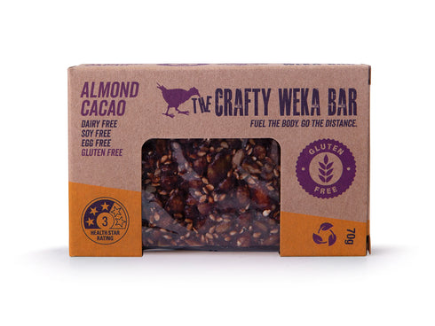 Almond Cacao Snack Bar 70g | Crafty Weka-Crafty Weka-Matakana Pharmacy