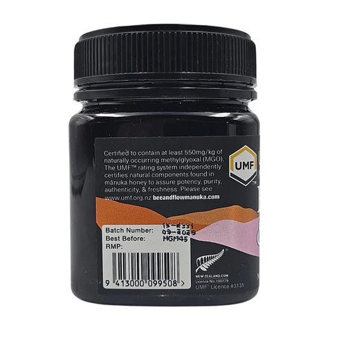 Manuka Honey MGO 550 UMF 15 250g-BEE&FLOW-Matakana Pharmacy