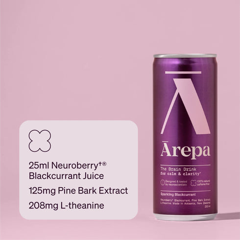 Arepa Calm & Clarity Sparkling Blackcurrant 250ml-Arepa-Matakana Pharmacy