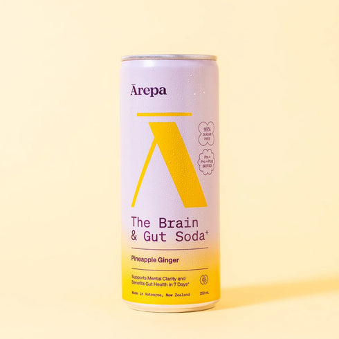 Arepa The Brain & Gut Soda Pineapple Ginger 12x250ml-Arepa-Matakana Pharmacy