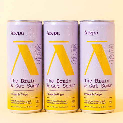 Arepa The Brain & Gut Soda Pineapple Ginger 12x250ml-Arepa-Matakana Pharmacy