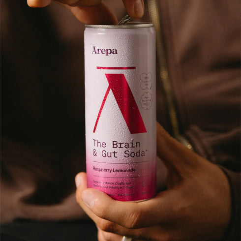 Arepa The Brain & Gut Soda Raspberry Lemonade 12x250ml-Arepa-Matakana Pharmacy