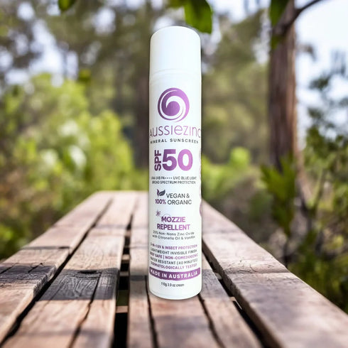 2 in 1 Mozzie Repellent & SPF50+ Organic Mineral Zinc Sunscreen 110g-AussieZinc-Matakana Pharmacy