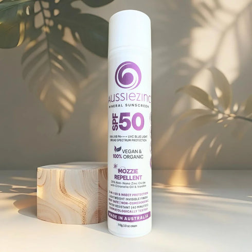 2 in 1 Mozzie Repellent & SPF50+ Organic Mineral Zinc Sunscreen 110g-AussieZinc-Matakana Pharmacy