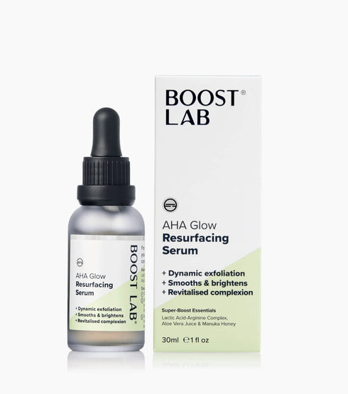 Image of BOOST LAB AHA Glow Resurfacing Serum 30ml bottle and box