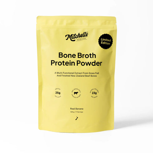 Bone Broth Protein Powder Real Banana 500g-Mitchells Nutrition-Matakana Pharmacy