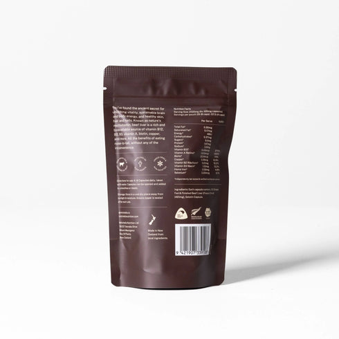 Image of Beef Liver Capsules Refill Pouch back of packet