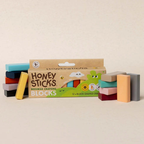 Beeswax Crayons Blocks 12 Pack-Honey Sticks-Matakana Pharmacy