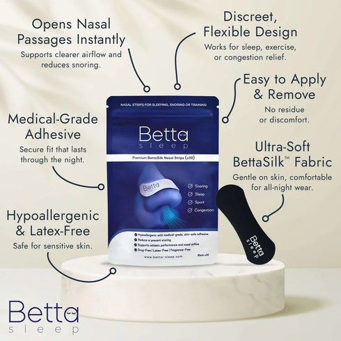 Betta Sleep BettaSilk Nasal Strips | 30 Pack Black-Betta Sleep-Matakana Pharmacy