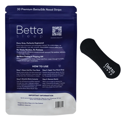 Betta Sleep BettaSilk Nasal Strips | 30 Pack Black-Betta Sleep-Matakana Pharmacy