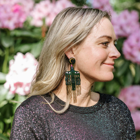 Big Birds Green Earrings-Studio Soph-Matakana Pharmacy