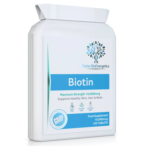 Biotin 10,000 mcg 120 Tablets-Swiss Bioenergetics-Matakana Pharmacy