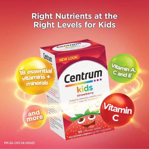 Centrum for Kids Strawberry 60 Chews-Haleon-Matakana Pharmacy