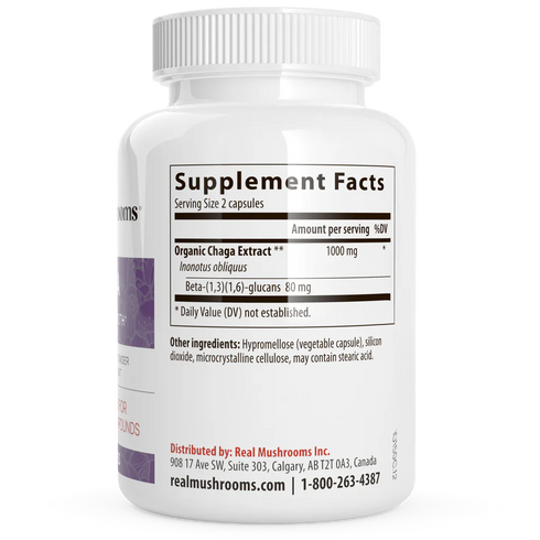 Chaga Extract 120 Capsules-Real Mushrooms-Matakana Pharmacy