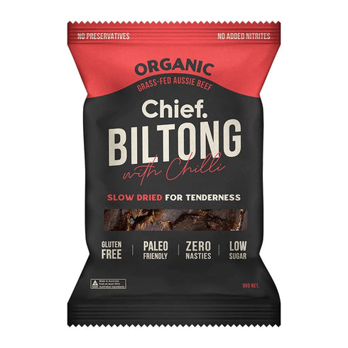 Chief Nutrition Biltong Beef Cayenne Chilli 90g Sachet