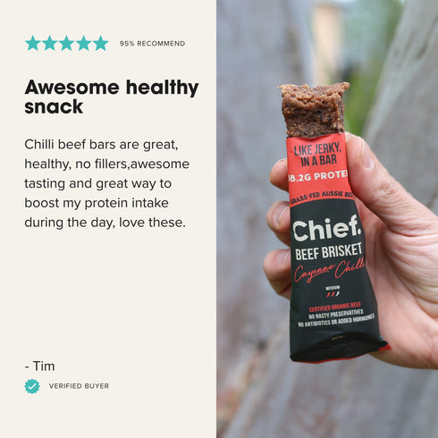 Beef Brisket Protein Bar Cayenne Chilli 40g-Chief Nutrition-Matakana Pharmacy