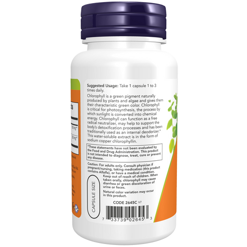 Chlorophyll 100mg 90s-NOW Supplements-Matakana Pharmacy