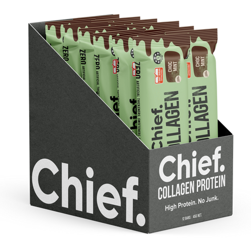 Collagen Protein Bar Choc Mint Box 12 x 45g-Chief-Matakana Pharmacy