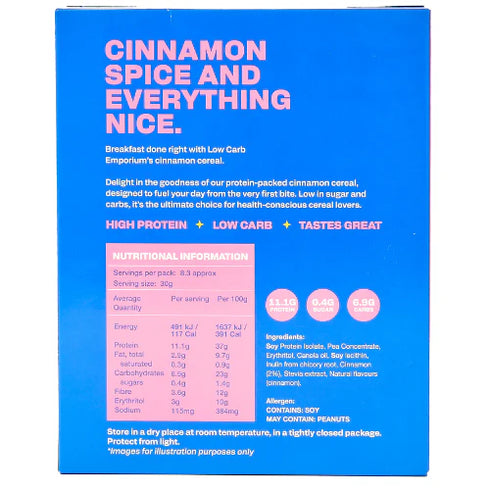 Protein Cereal Cinnamon 250g-Low Carb Emporium-Matakana Pharmacy