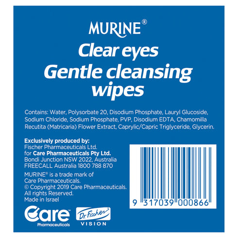 Image of the alternate side of the box for Clear Eyes Wipes 30pk