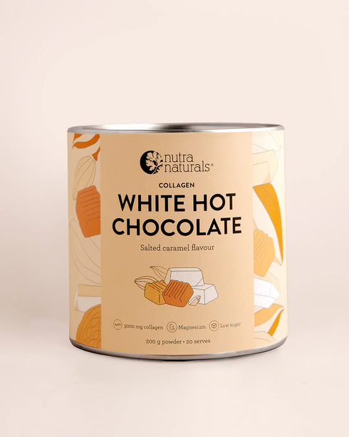 Collagen White Hot Chocolate Salted Caramel 200g-Nutra Organics-Matakana Pharmacy