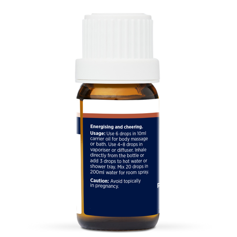 Nicely Spicy Pure Essential Oil Blend 10ml, side of the bottle listing the oils in the blend