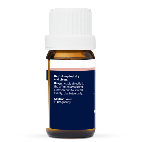 Tinea Relief Blend 10ml, side of the bottle listing the oils in the blend