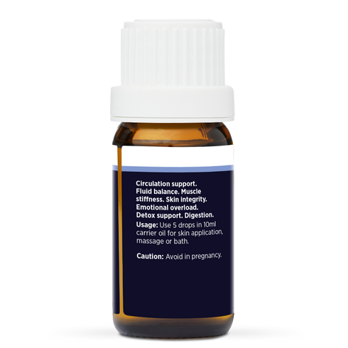 Juniper Pure Essential Oil 10ml, side of the bottle showing the botanical name and directions