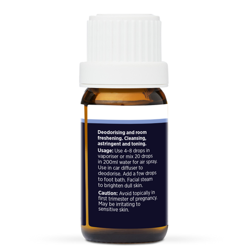 Lemongrass Pure Essential Oil 10ml, side of the bottle showing the botanical name and directions