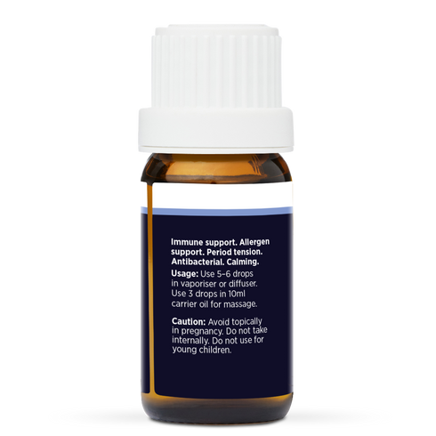 Oregano Pure Essential Oil 10ml, side of the bottle showing the botanical name and directions