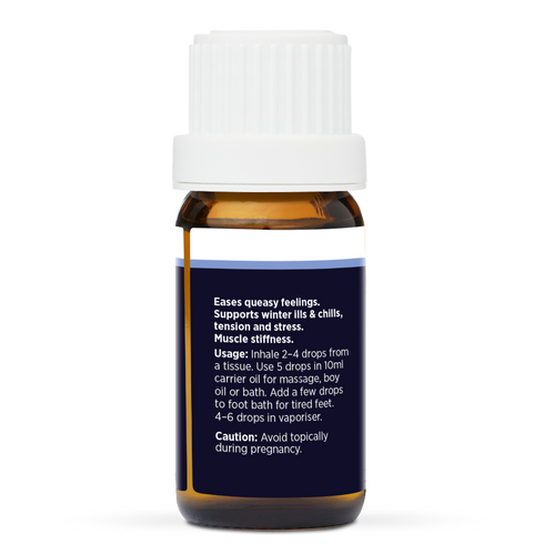 Peppermint Pure Essential Oil 10ml, side of the bottle showing the botanical name and directions