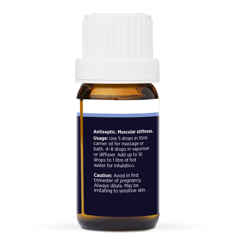 Pine Pure Essential Oil 10ml, side of the bottle showing the botanical name and directions