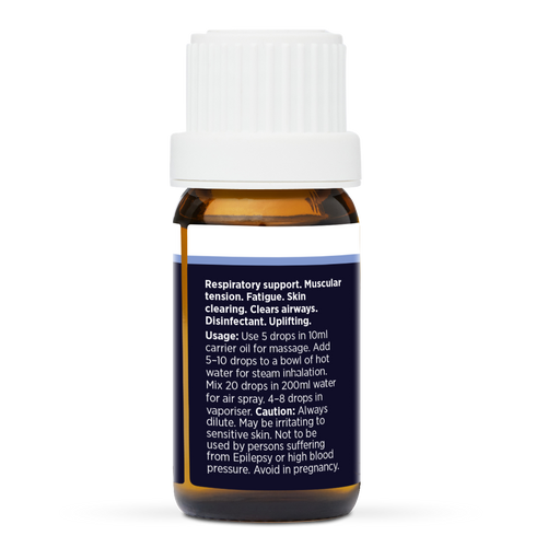Thyme White Pure Essential Oil 10ml, side of the bottle showing the botanical name and directions