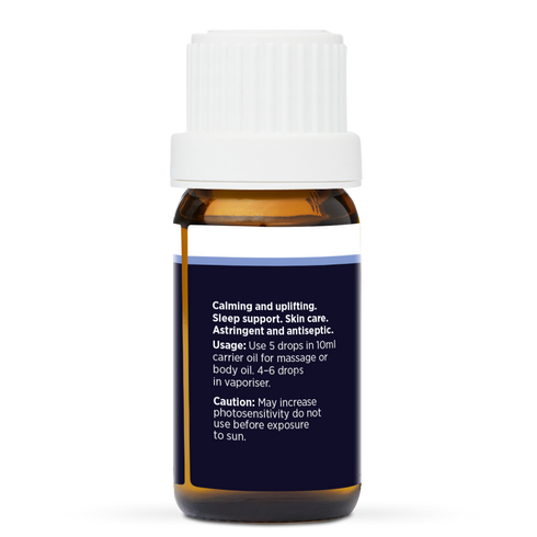 Bergamot Pure Essential Oil 10ml, side of the bottle showing the botanical name and directions