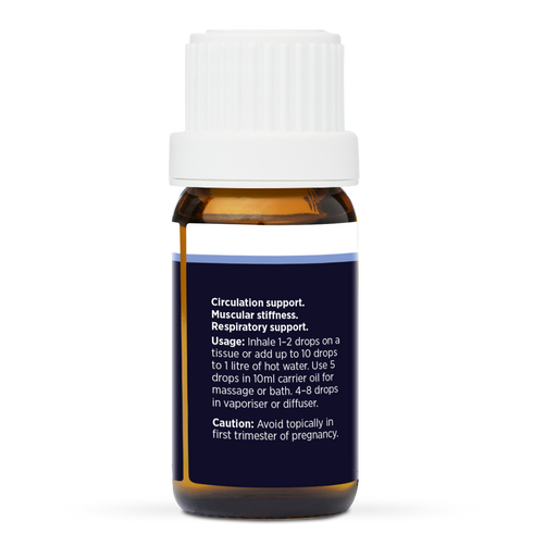 Camphor (White) Pure Essential Oil 10ml, side of the bottle showing the botanical name and directions