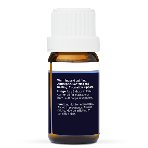 Cinnamon Pure Essential Oil 10ml, side of the bottle showing the botanical name and directions
