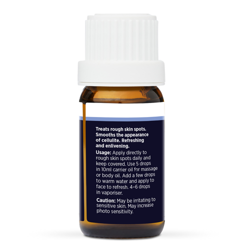 Lemon Pure Essential Oil 10ml, side of the bottle showing the botanical name and directions