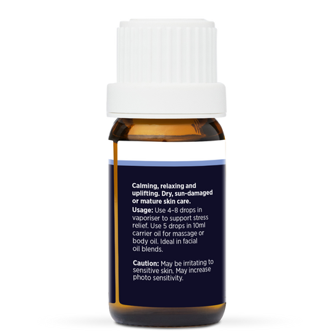 Orange Pure Essential Oil 10ml, side of the bottle showing the botanical name and directions