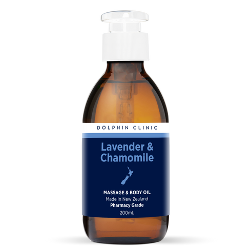 Lavender & Chamomile Massage Oil 200ml, front of the pack