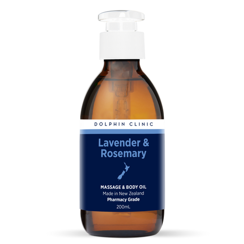 Lavender & Rosemary Massage Oil 200ml, front of the pack